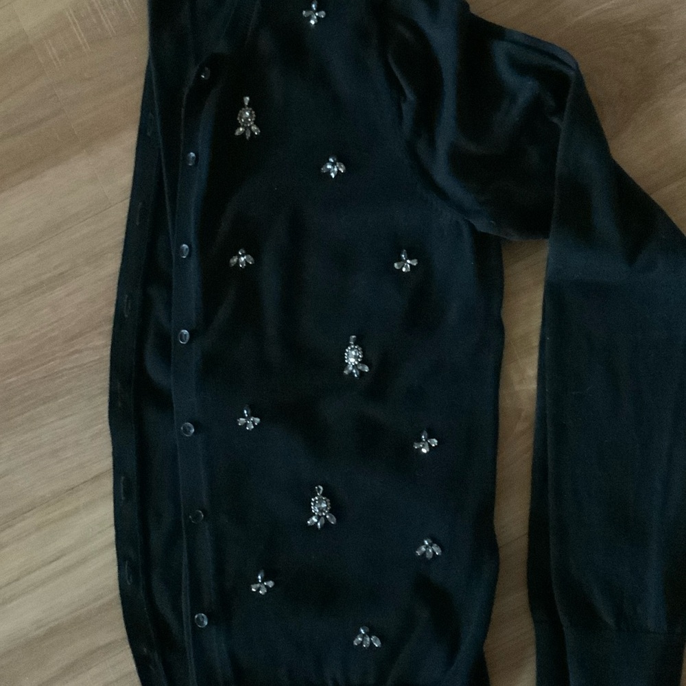 LOFT Black Beaded Embellished Cardigan